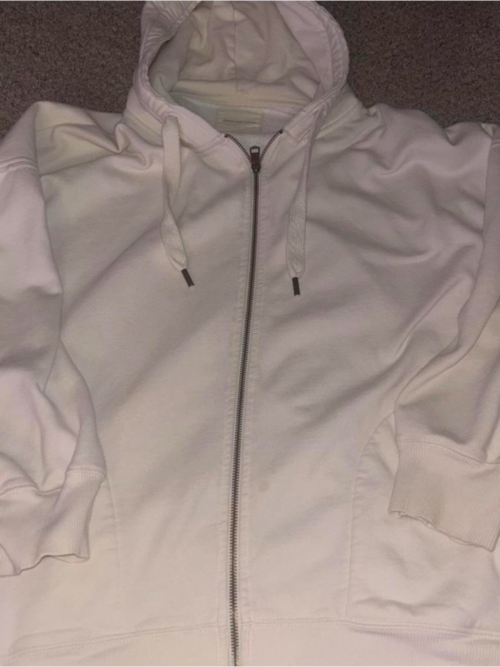 American Eagle Outfitters Cream Full-Zip Hoodie Jacket